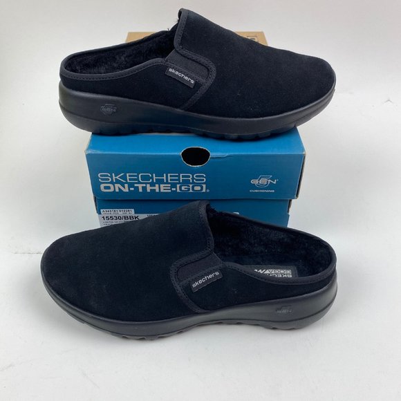 skechers go walk joy water repellant suede clogs